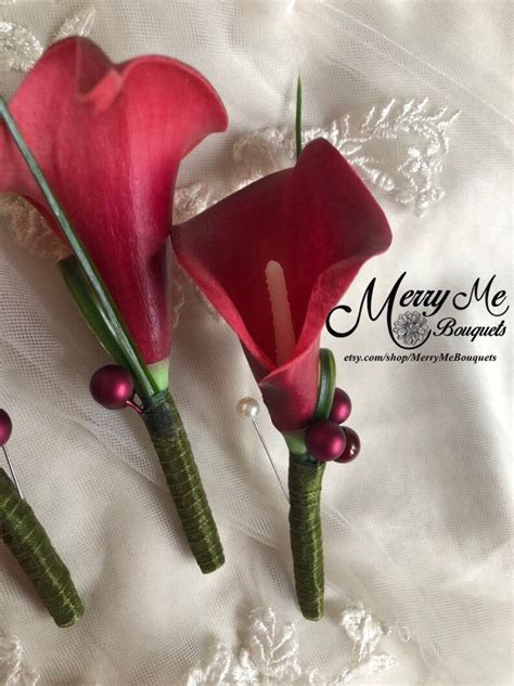 Burgundy Boutonniere Burgundy Calla Lily Boutonniere Etsy