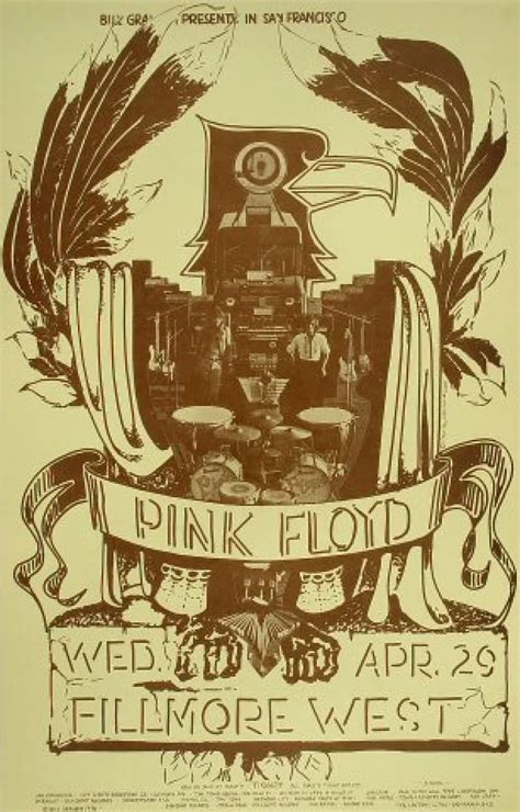 Pink Floyd Vintage Concert Poster From Fillmore West Apr 29 1970 At Wolfgang S