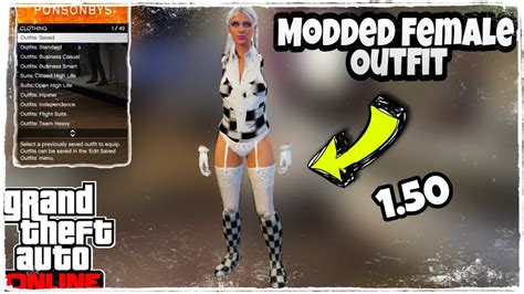 GTA 5 Online Fully Checkboard Female Modded Outfit With Invisible Arms