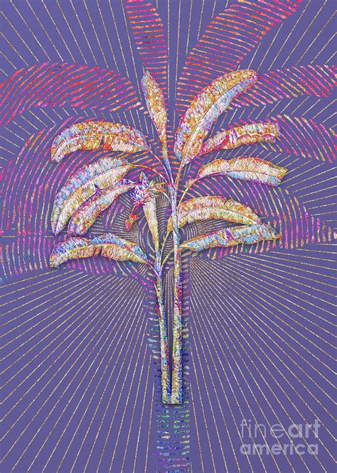 Banana Tree Mosaic Botanical Art On Veri Peri N Mixed Media By