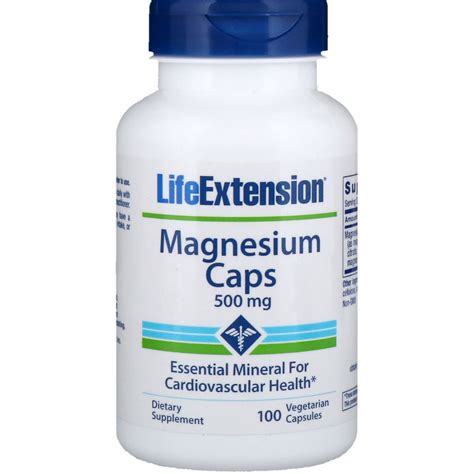 Life Extension Magnesium Caps 500 Mg 100 Vegetarian Capsules By