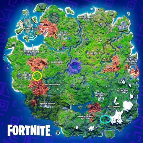 Fortnite Season 8 Cubed: Blue, Golden, and Purple cube locations on the map