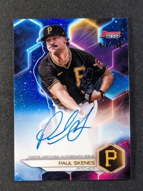 2023 TOPPS MLB PAUL SKENES 150 réfracteur bleu auto Bowman s Best