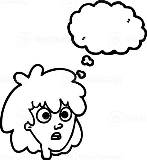 Hand Drawn Thought Bubble Cartoon Female Face Icon 40883296 Png