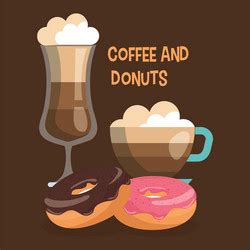 Delicious Iced Coffee Cup And Donuts Royalty Free Vector