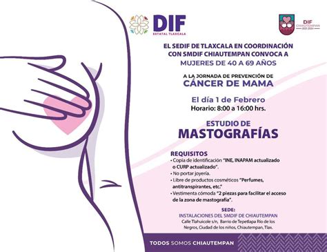 Llevará a cabo SMDIF Chiautempan jornada de mastografías gratuitas este