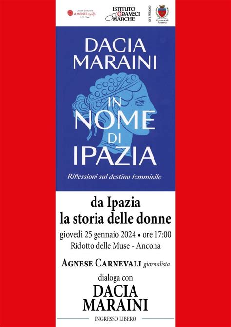 In Nome Di Ipazia Dialogo Con Dacia Maraini Cgil Ancona Fondata