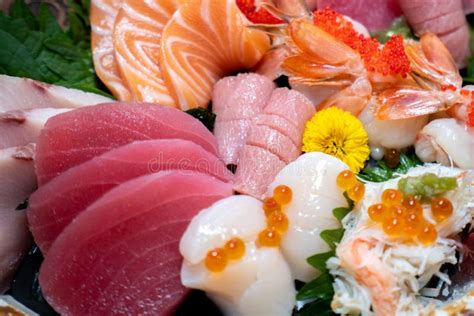 Close Up Of Big Sashimi Set Stock Photo Image Of Wasabi Japan