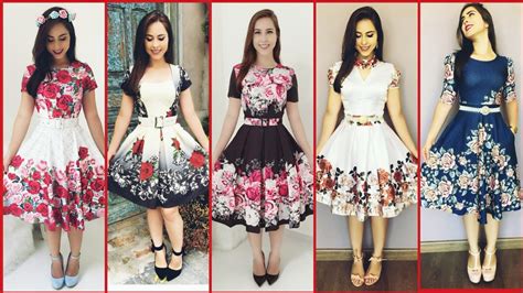 Gorgeous Fabulous And Elegant Stylish Floral Print Aline Skater Dress Design For Stylish Girls