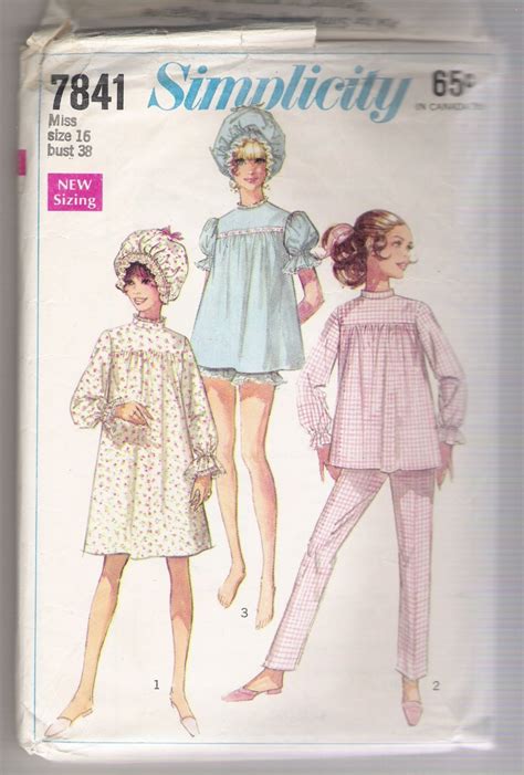 Misses Pajamas Nightgown And Curler Cap Simplicity Sewing Pattern