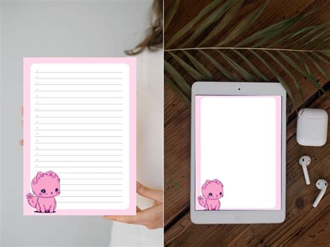 Cute Writing Paper Printable Kawaii Stationery Printable Etsy