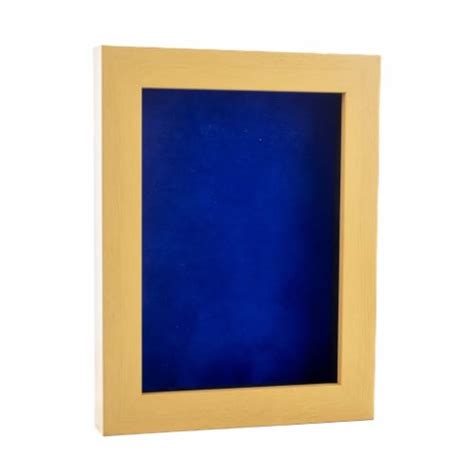 Classic Natural Wood Shadow Box Frame Royal Blue Suede Backing 30 Sizes Acrylic 16x30 16x30