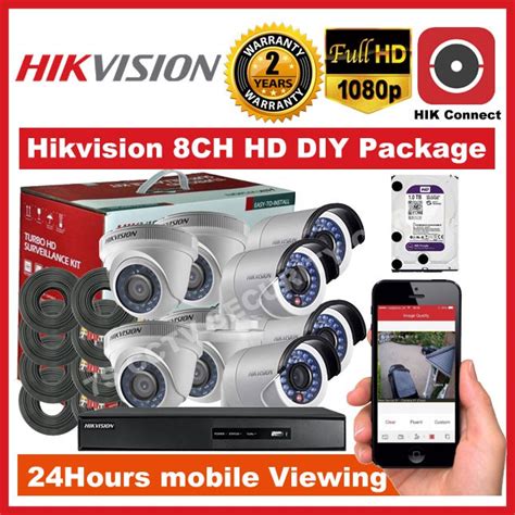 COD Hikvision 8CH 2MP TURBO HD CCTV Package DIY Kit 1080P With Mobile