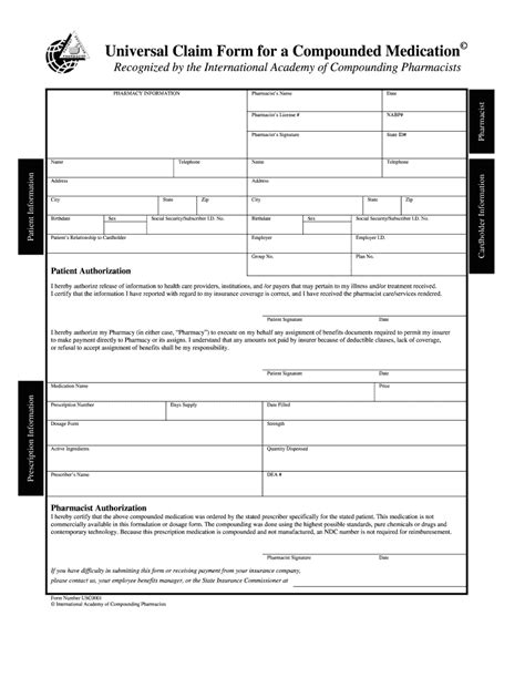 Universal Claim Form For A Compounded Medication Fill Out Sign