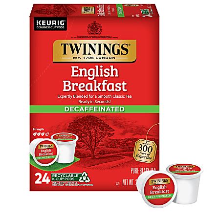 Twinings English Breakfast Decaf Tea Keurig K Cup Pods Box Office Depot