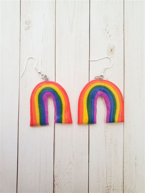 Rainbow Polymer Clay Earrings Etsy