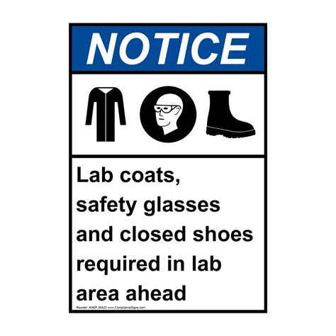 Vertical Lab Coats Safety Sign ANSI Notice PPE Eye