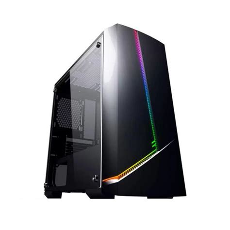 Gabinete Gamer Rgb Mid Tower Lateral Janela De Acr Lico Fita Led Rgb