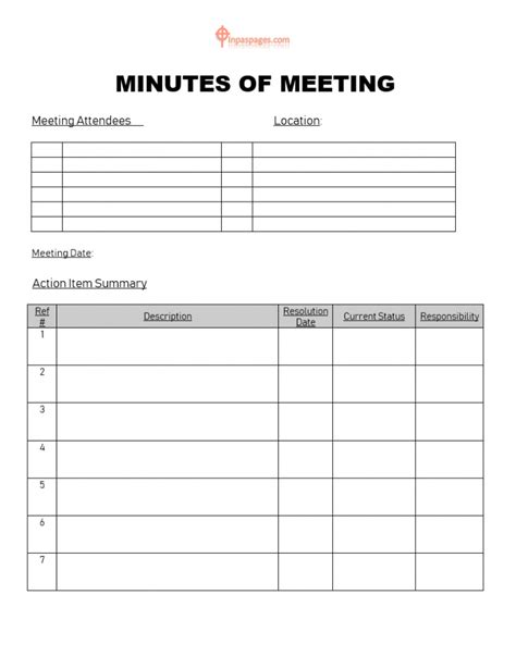 Write professional minutes of meeting format | Minutes of meeting templates