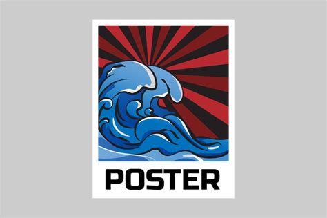 Tsunami japan or sea waves poster vector