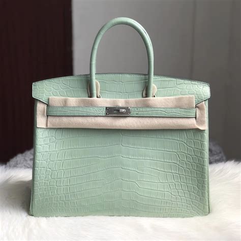 Hermes Birkin Cm U Peppermint Green Crocodile Herm S