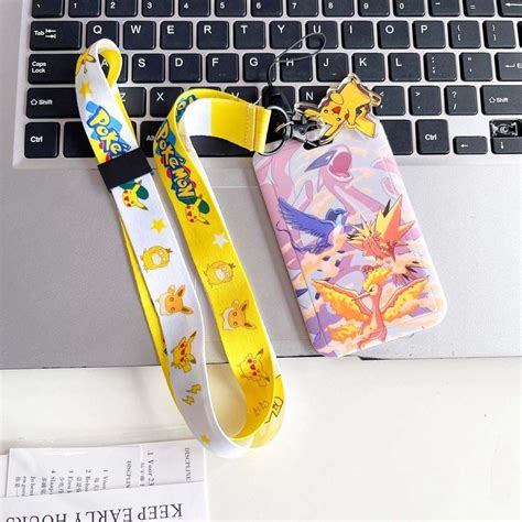 Zgoktc Lanyard Cartoon Pikachu Card Holder Bus Card Cover Pokmon