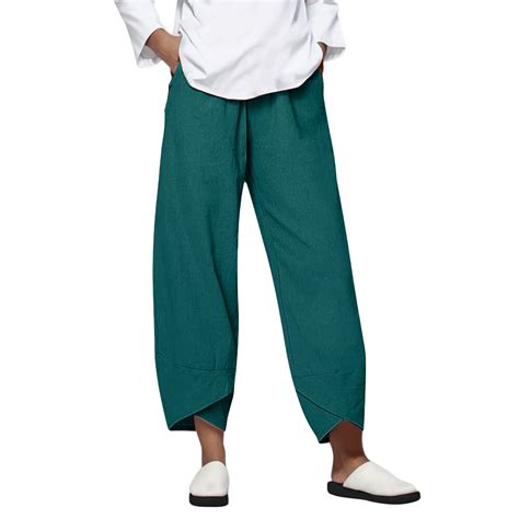 Blocloalo Linen Pants For Women Lightweight Elastic Waistband Wide