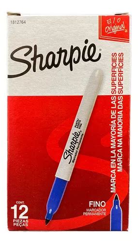 Plumones Permanentes Sharpie Punta Fina Pack De 12 Azul Cuotas Sin