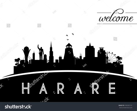 Harare Zimbabwe Skyline Silhouette Black White Stock Vector (Royalty ...