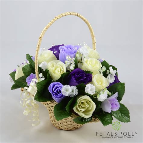 Purple, Lilac & Ivory Rose Flower Girl Basket