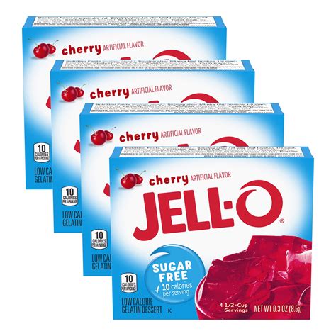 Jell O Sugar Free Cherry Instant Gelatin Mix 03 Oz Box Pack 4