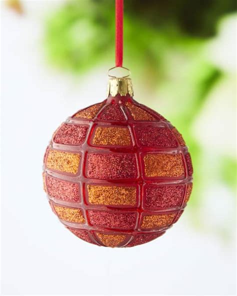 Neiman Marcus Matte Red Glitter Christmas Ornament Neiman Marcus