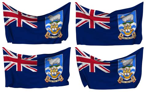 Falkland Islands Pinned Flag From Corners Isolated With Different