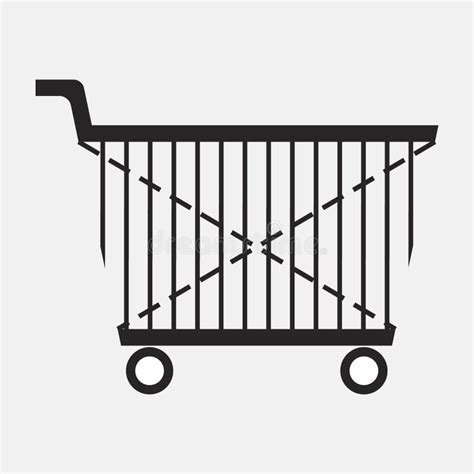 Black Simple Shopping Cart in Modern Flat Style Stock Vector ...