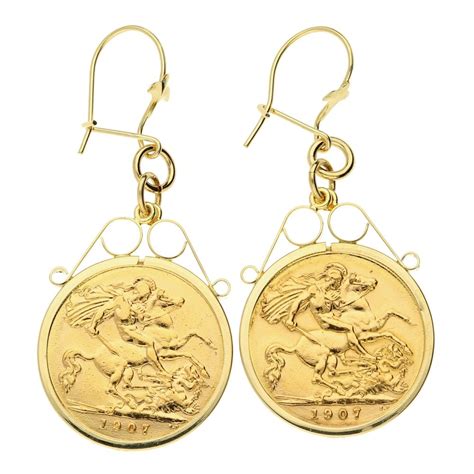 1907 Gold Half Sovereign Earrings 99g Miltons Diamonds