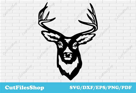 Deer Head Dxf For Laser Cutting Clip Art For Cricut Deer Svg For