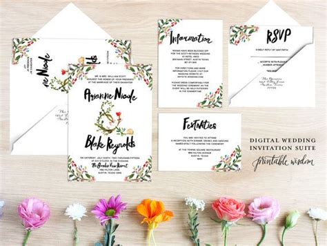 Wedding Stationery With Flowers And Greenery