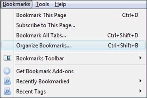 Firefox bookmarks