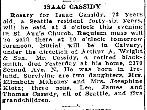 Isaac John Cassidy 1867 1940 Find A Grave Memorial