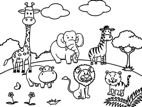 Cartoon Zoo Animals Coloring Pages at GetColorings.com | Free printable ...