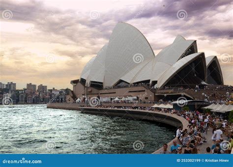 The Sunset Behind The Clouds Over Sydney S Opera House Editorial Stock