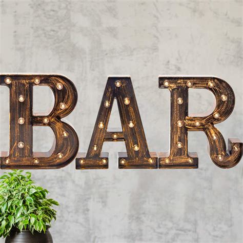 Buy Vintage Industrial BAR Sign Decorative Led Illuminated Letter ...