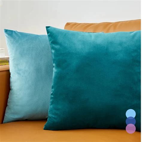 Housse De Coussin Bleue En Velours Pour Canap De Salon D Coration