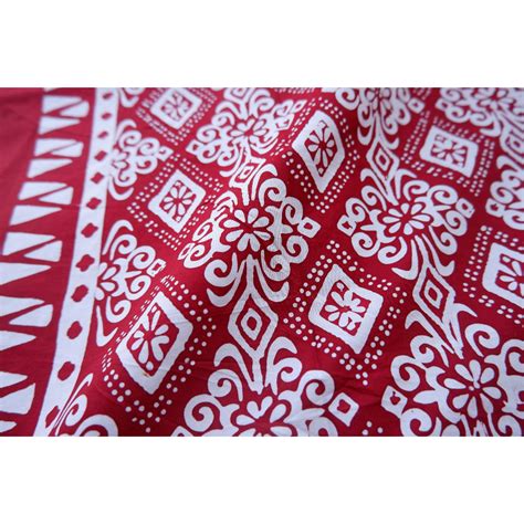 Jual Kain Batik Cap Asli Motif Tenun Latar Warna Merah Tua Proses