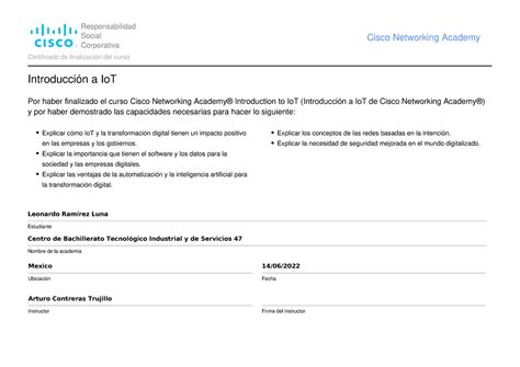 Leonardo Ram Rez Luna Internet De Toda Certificate Responsabilidad