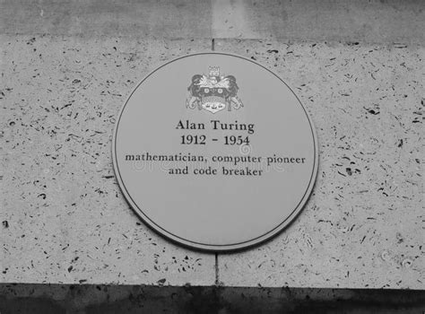 Placa Azul De Alan Turing En Cambridge En Blanco Y Negro Foto De