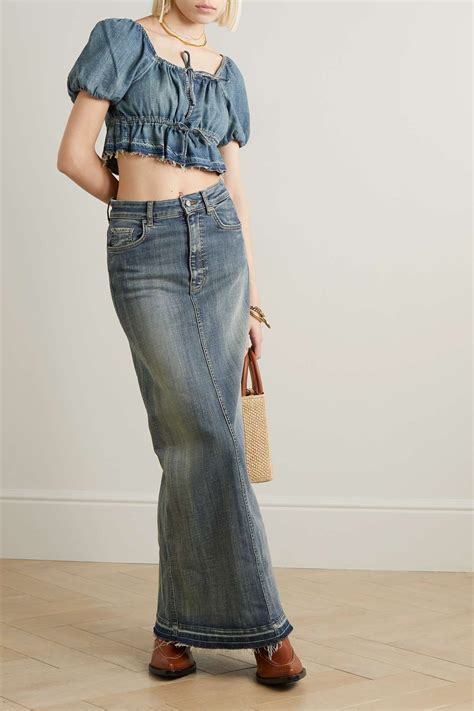 Denim Maxi Skirt Maxi Skirts High Rise Denim Skirt Long Skirt