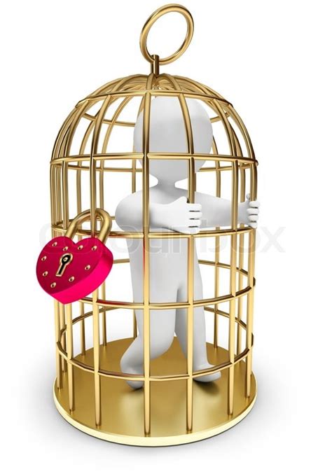 Man Trapped In A Golden Cage On A Stock Image Colourbox