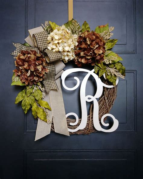 Year Round Wreath For Front Door All Season Initial Wreath Etsy