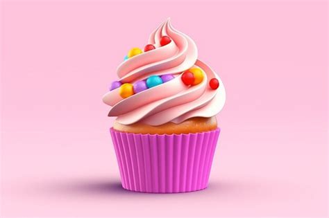 Premium Photo There Is A Cupcake With White Frosting And Colorful